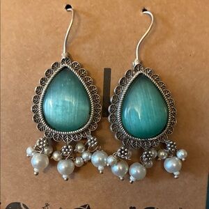 Elegant Silver and Blue Teardrop Earrings